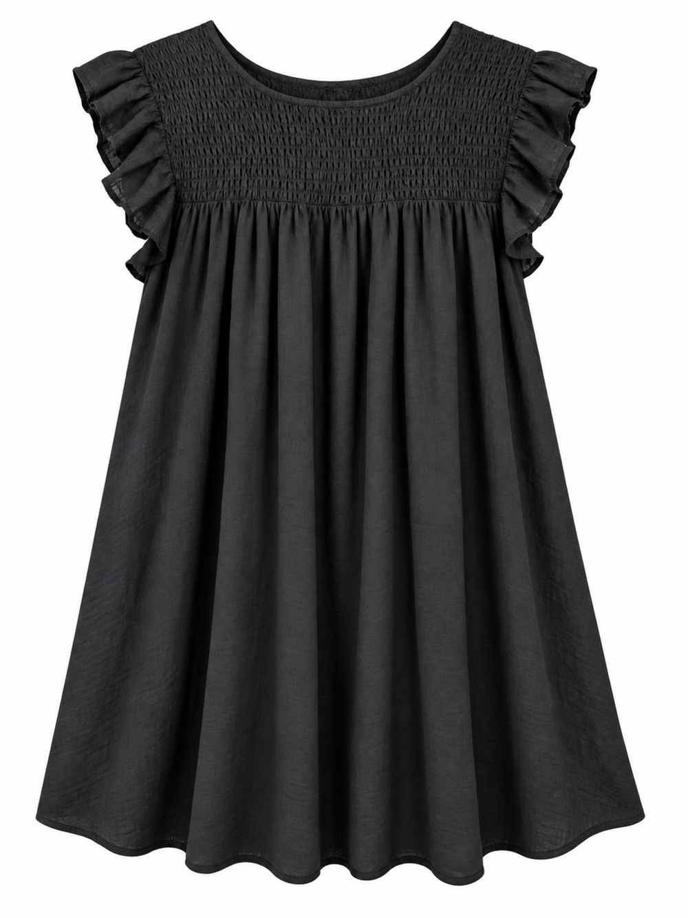 Umgee Black Smocked Ruffle Sleeve Mini Dress Size M - Picture 2 of 7